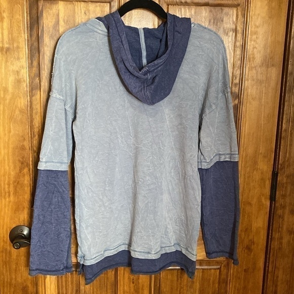 Art Class Hoodie L (12/14) light blue/gray heathered hooded colorblock - Picture 2 of 5